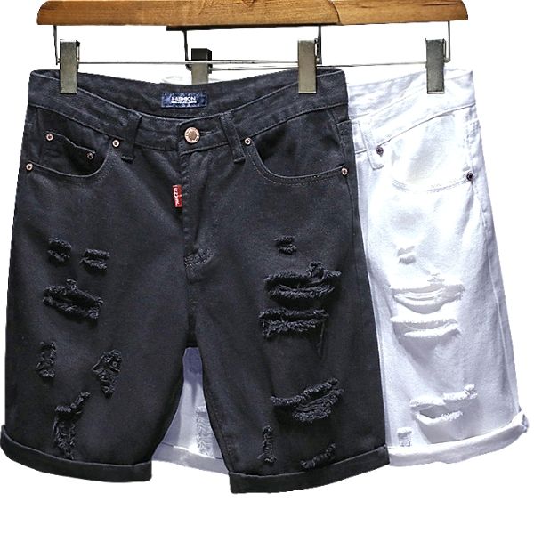 Men Retro Ripped Denim Shorts Summer Casual Destroyed Stretch Jeans Half  Pants  Fruugo IN
